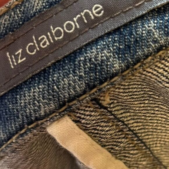 Liz Claiborne Denim Jacket with Tan Beaded Accents, Size L - Picture 8 of 10